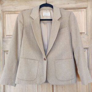 2Petite Pendleton Wool Blazer Tan Beige Quality Quiet Luxury Ralph Lauren Preppy
